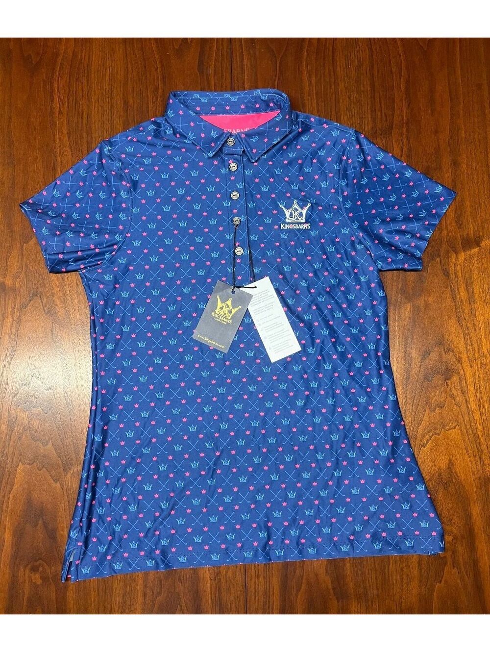 NWT Kingsbarns Golf Links Women's S Polo Shirt Blue Pink